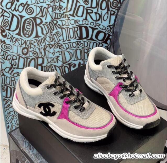 Charming Chanel Fabric & Suede Sneakers G38299 Gray/Beige