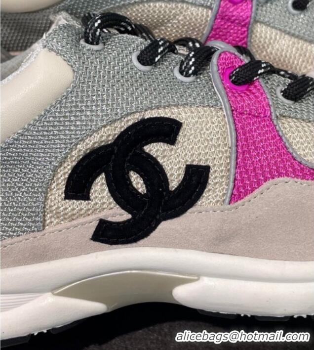 Charming Chanel Fabric & Suede Sneakers G38299 Gray/Beige