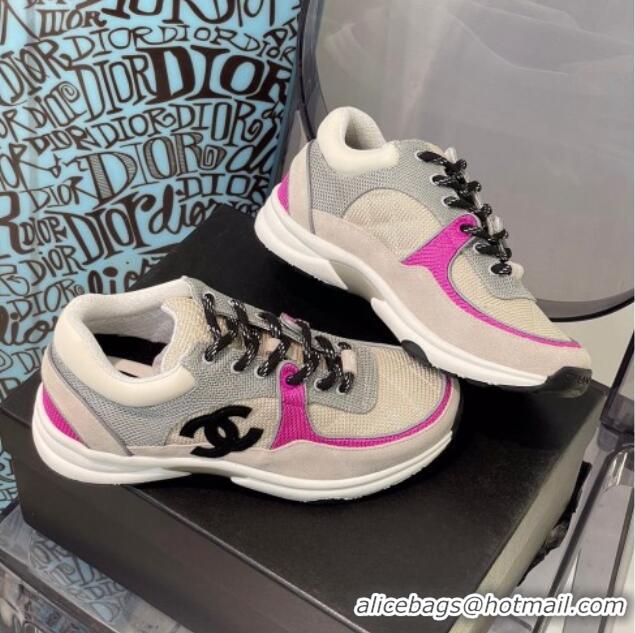 Charming Chanel Fabric & Suede Sneakers G38299 Gray/Beige