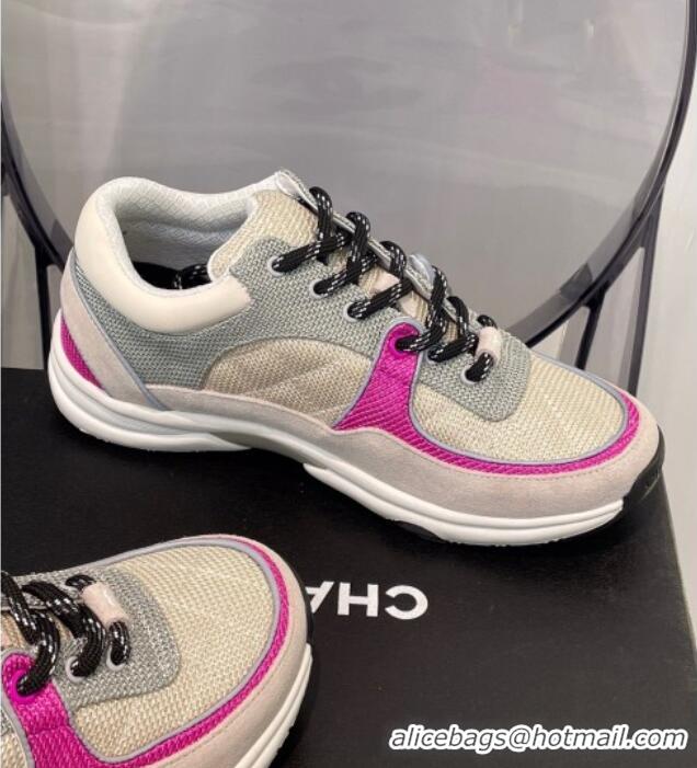 Charming Chanel Fabric & Suede Sneakers G38299 Gray/Beige