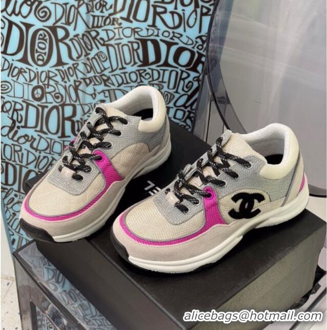 Charming Chanel Fabric & Suede Sneakers G38299 Gray/Beige