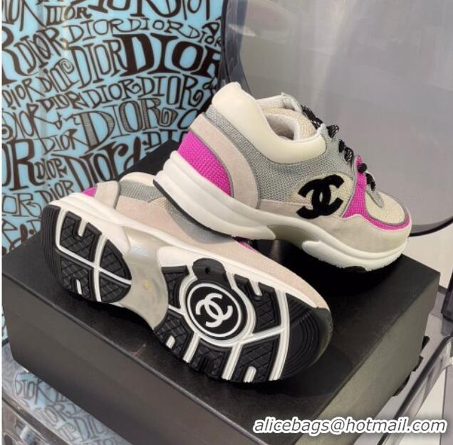 Charming Chanel Fabric & Suede Sneakers G38299 Gray/Beige