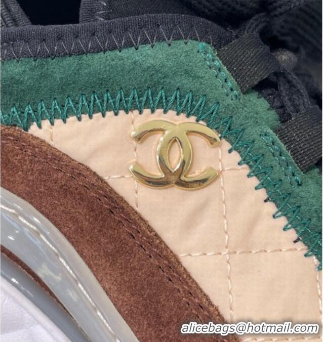 Super Quality Chanel Suede Sneakers 092712 Apricot/Green