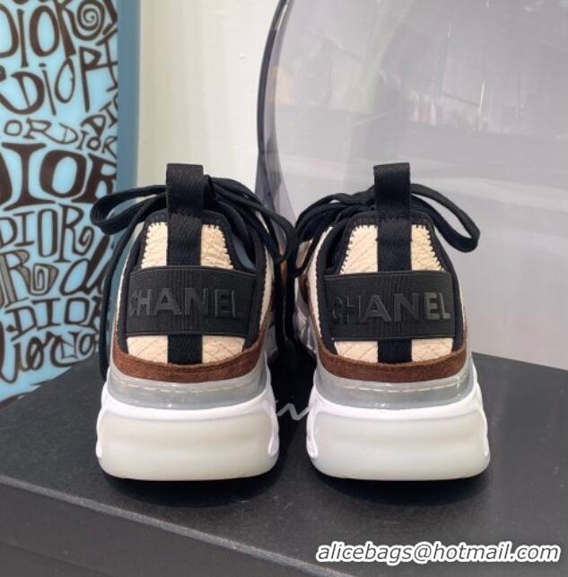 Top Quality Chanel Suede Sneakers 092712 Apricot/White