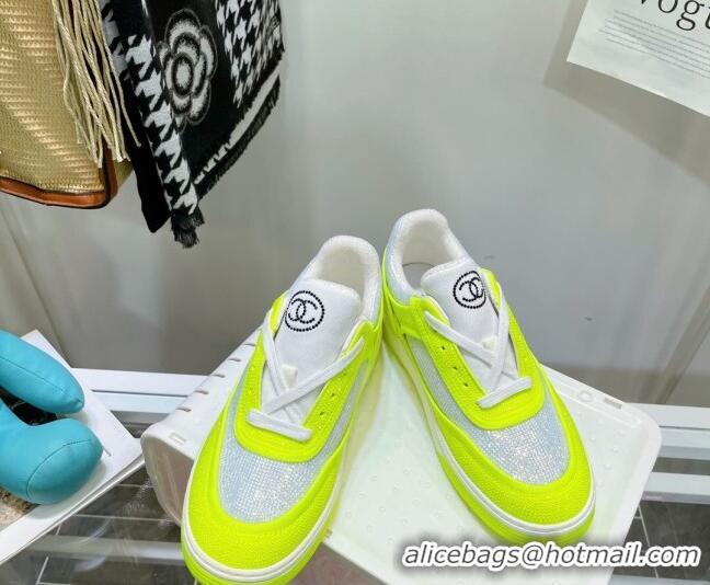 Lower Price Chanel Crystal Sneakers 092715 Neon Green