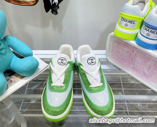 Discount Chanel Crystal Sneakers 092715 Grass Green