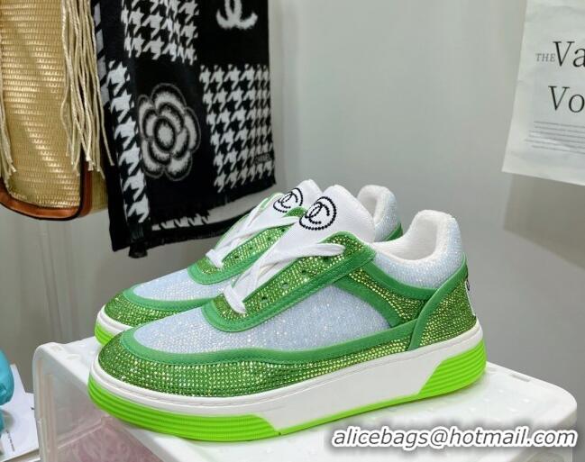 Discount Chanel Crystal Sneakers 092715 Grass Green