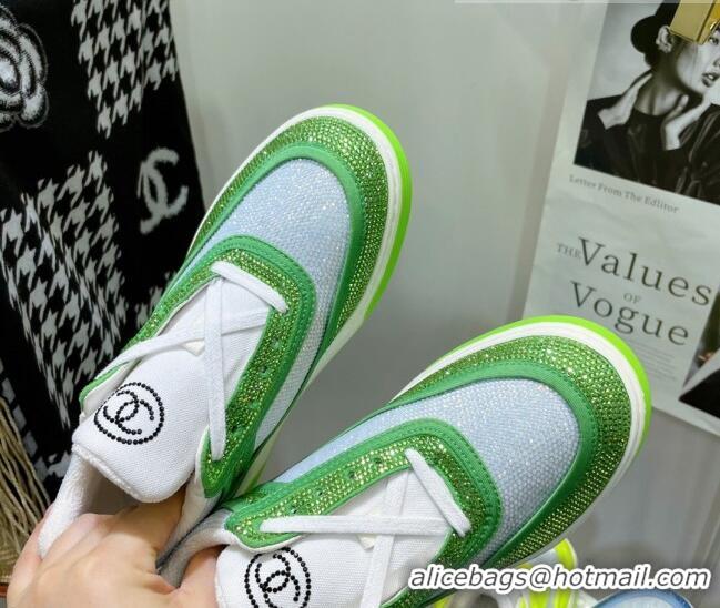 Discount Chanel Crystal Sneakers 092715 Grass Green