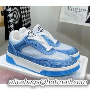 Top Design Chanel Crystal Sneakers 092718 Light Blue