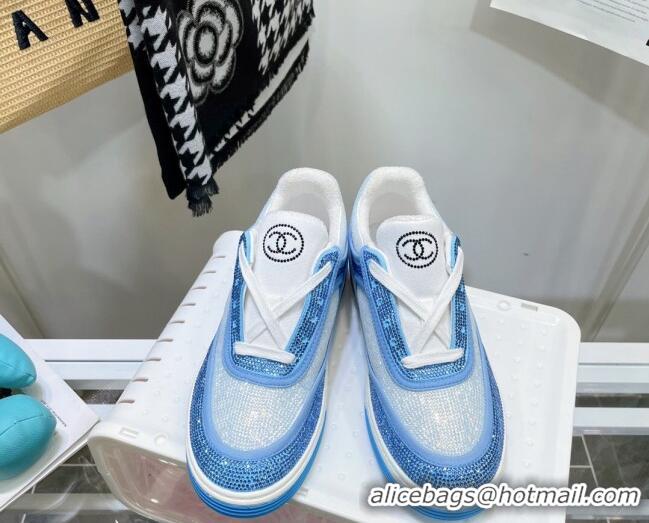 Top Design Chanel Crystal Sneakers 092718 Light Blue