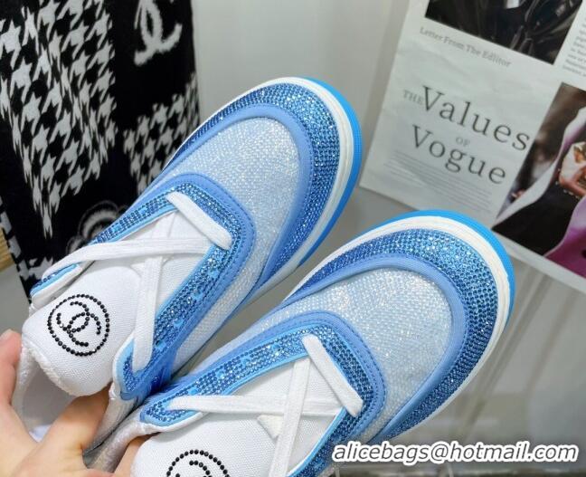 Top Design Chanel Crystal Sneakers 092718 Light Blue