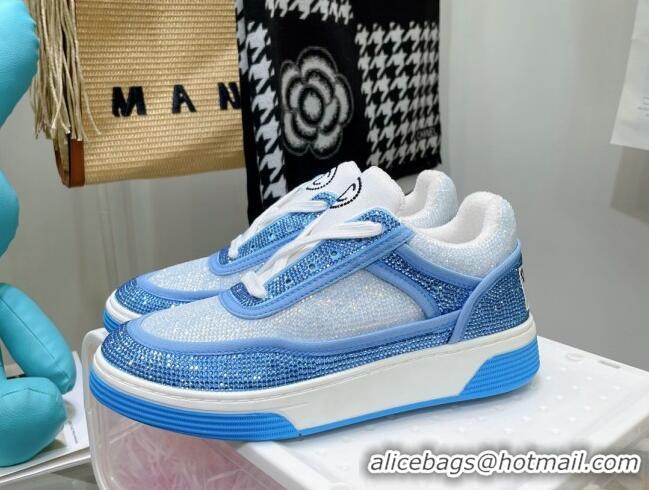 Top Design Chanel Crystal Sneakers 092718 Light Blue