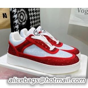 Stylish Chanel Crystal Sneakers 092718 Red