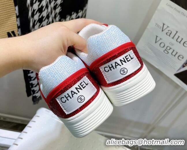 Stylish Chanel Crystal Sneakers 092718 Red