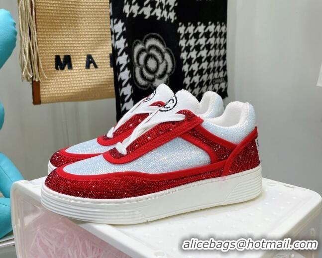 Stylish Chanel Crystal Sneakers 092718 Red