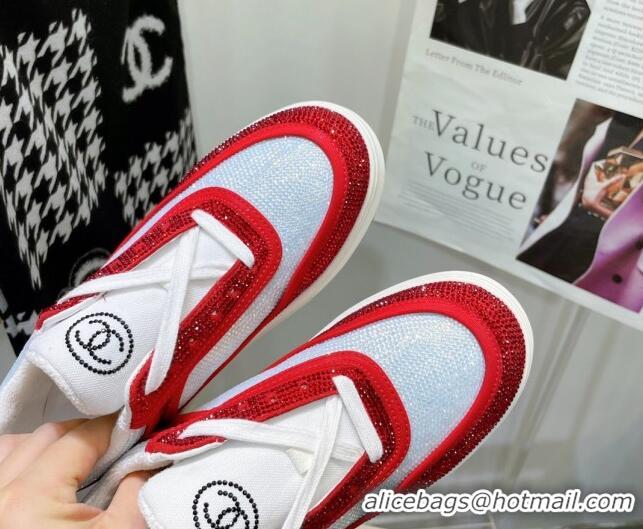 Stylish Chanel Crystal Sneakers 092718 Red