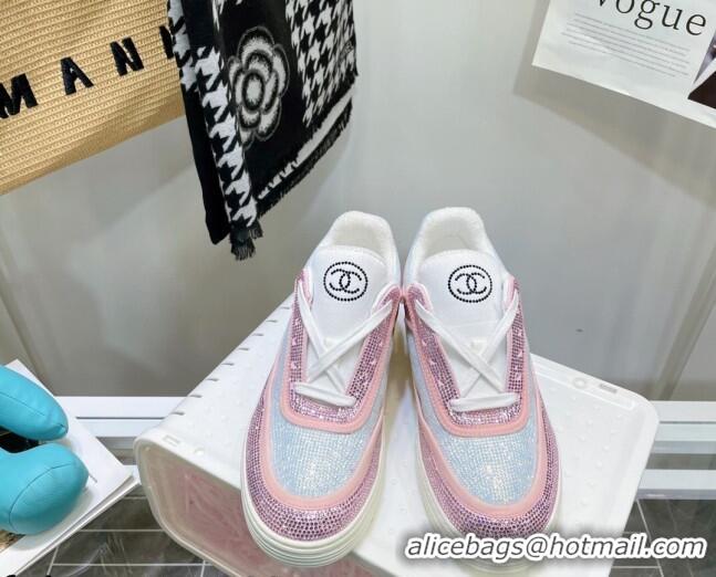 Good Quality Chanel Crystal Sneakers 092718 Light Pink