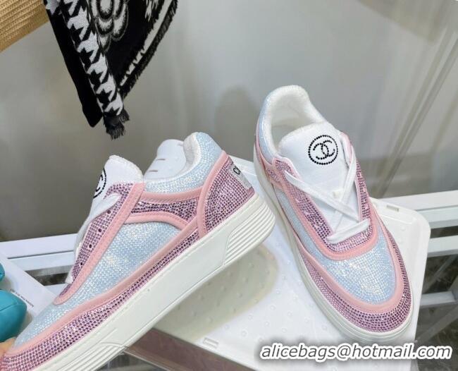 Good Quality Chanel Crystal Sneakers 092718 Light Pink