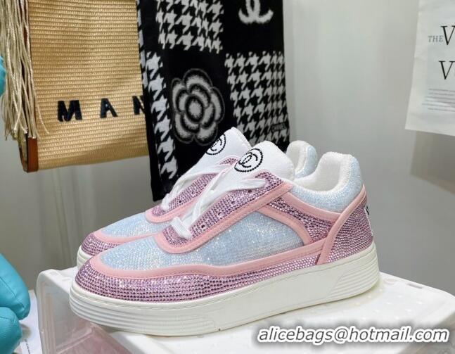 Good Quality Chanel Crystal Sneakers 092718 Light Pink