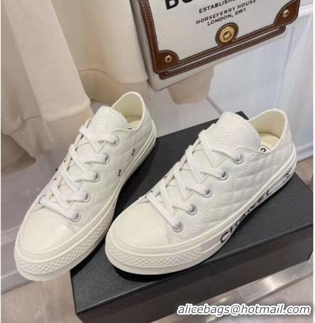 Hot Style Chanel x Converse Quilted Leather Sneakers 092721 White