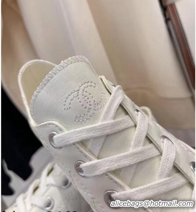 Hot Style Chanel x Converse Quilted Leather Sneakers 092721 White