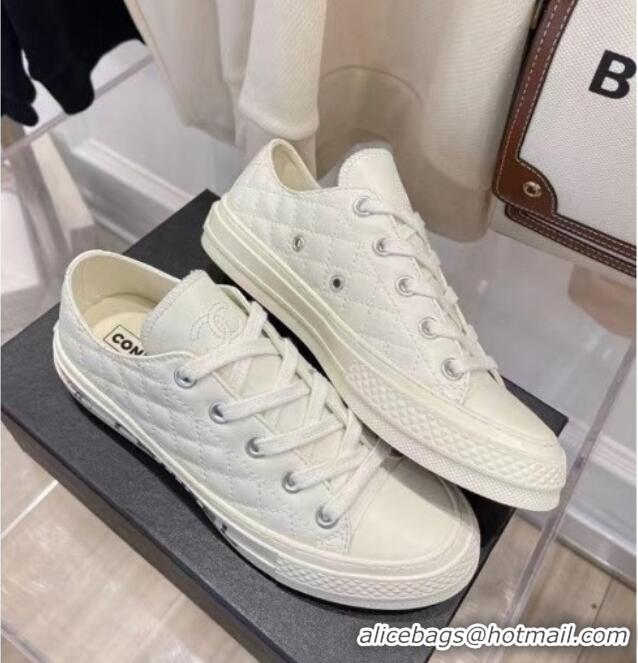 Hot Style Chanel x Converse Quilted Leather Sneakers 092721 White