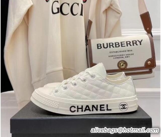 Hot Style Chanel x Converse Quilted Leather Sneakers 092721 White