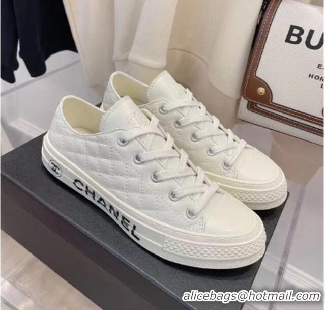 Hot Style Chanel x Converse Quilted Leather Sneakers 092721 White