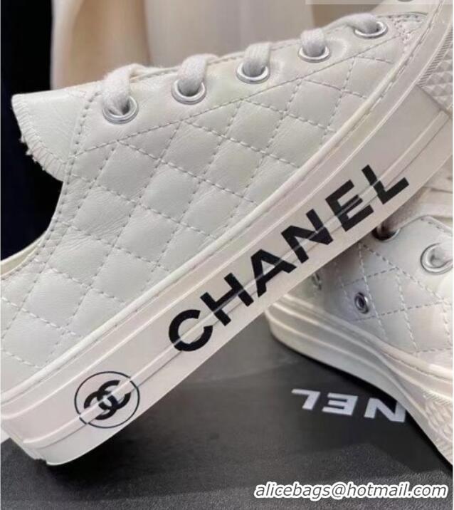 Hot Style Chanel x Converse Quilted Leather Sneakers 092721 White