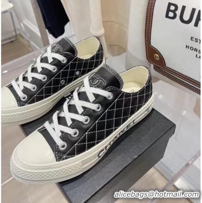 Cheap Price Chanel x Converse Quilted Leather Sneakers 092721 Black