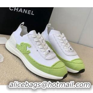 Top Grade Chanel Knitwear Sneakers G38332 White/Green