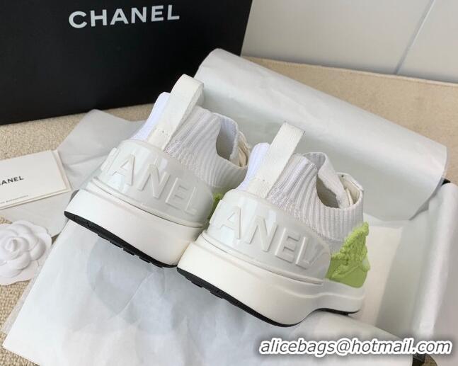 Top Grade Chanel Knitwear Sneakers G38332 White/Green