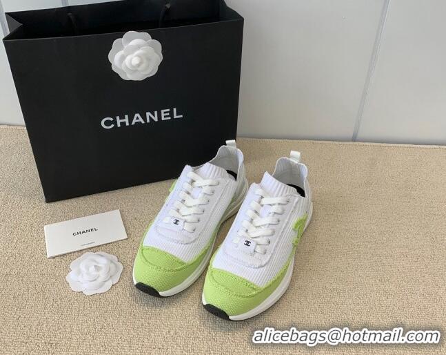 Top Grade Chanel Knitwear Sneakers G38332 White/Green