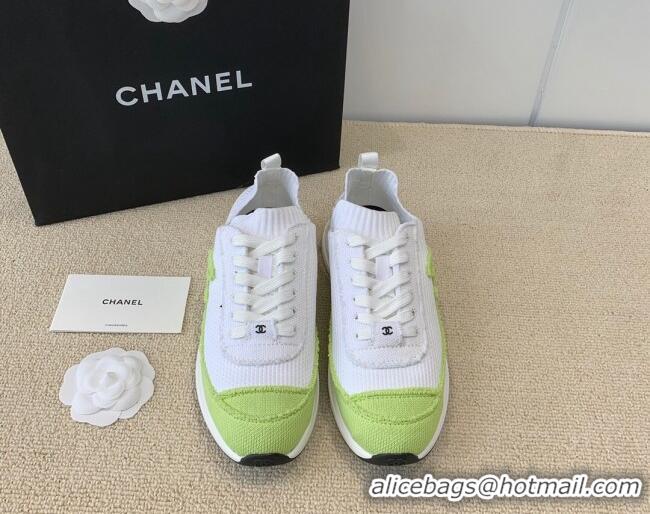 Top Grade Chanel Knitwear Sneakers G38332 White/Green