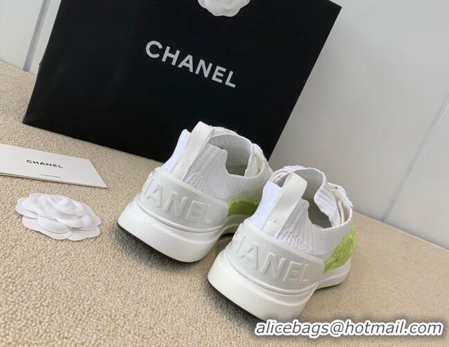 Top Grade Chanel Knitwear Sneakers G38332 White/Green