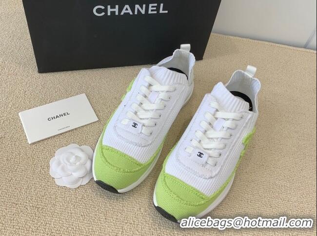 Top Grade Chanel Knitwear Sneakers G38332 White/Green