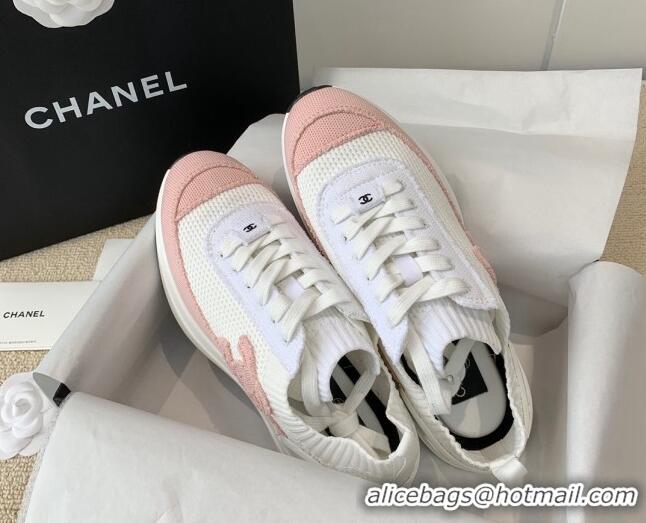 Classic Hot Chanel Knitwear Sneakers G38332 White/Pink