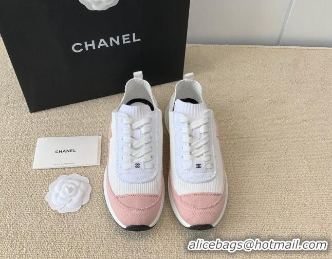 Classic Hot Chanel Knitwear Sneakers G38332 White/Pink