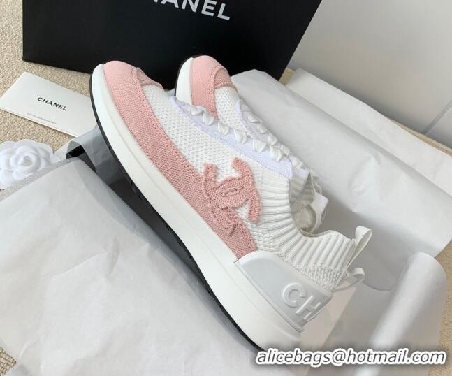 Classic Hot Chanel Knitwear Sneakers G38332 White/Pink