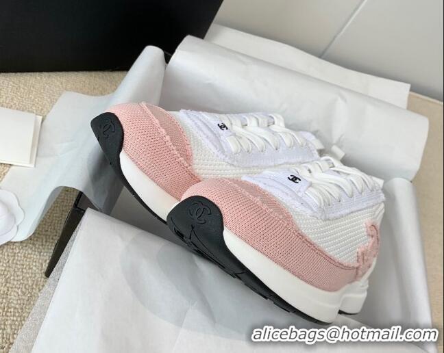 Classic Hot Chanel Knitwear Sneakers G38332 White/Pink