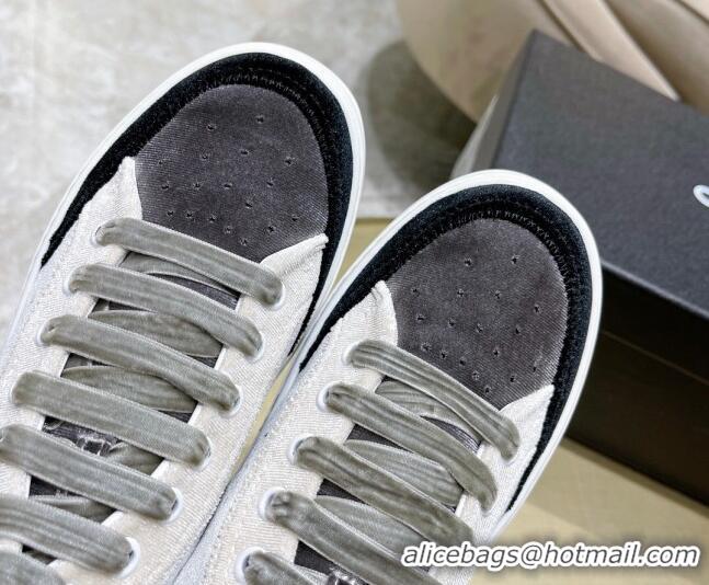 Cute Chanel Velvet High-Top Sneakers 111103 Gray