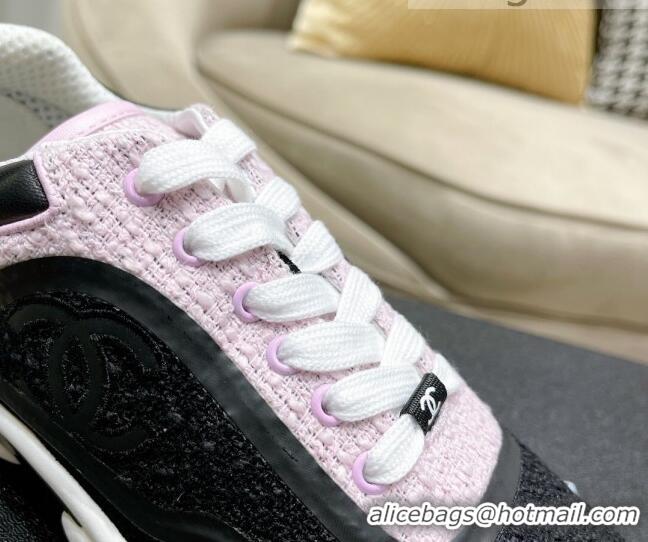 Top Quality Chanel Tweed Sneakers G37122 Black/Pink