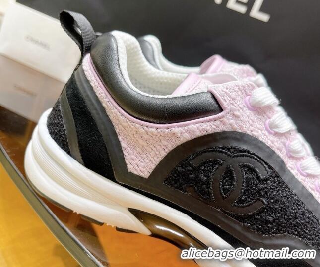 Top Quality Chanel Tweed Sneakers G37122 Black/Pink