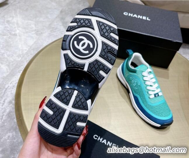 Popular Chanel Tweed Sneakers G37122 Water Blue