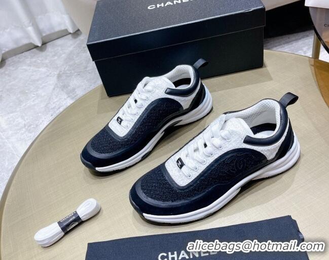 Top Grade Chanel Tweed Sneakers G37122 Black/White