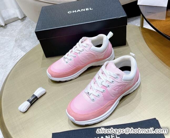 Purchase Chanel Fabric & Suede Sneakers G37122 Pink