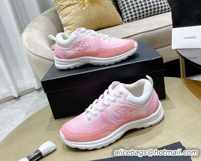 Purchase Chanel Fabric & Suede Sneakers G37122 Pink