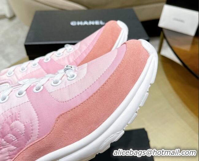 Purchase Chanel Fabric & Suede Sneakers G37122 Pink