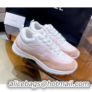 Good Quality Chanel Fabric & Suede Sneakers G37123 Pink