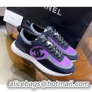 Luxurious Chanel Suede Sneakers Purple 111113